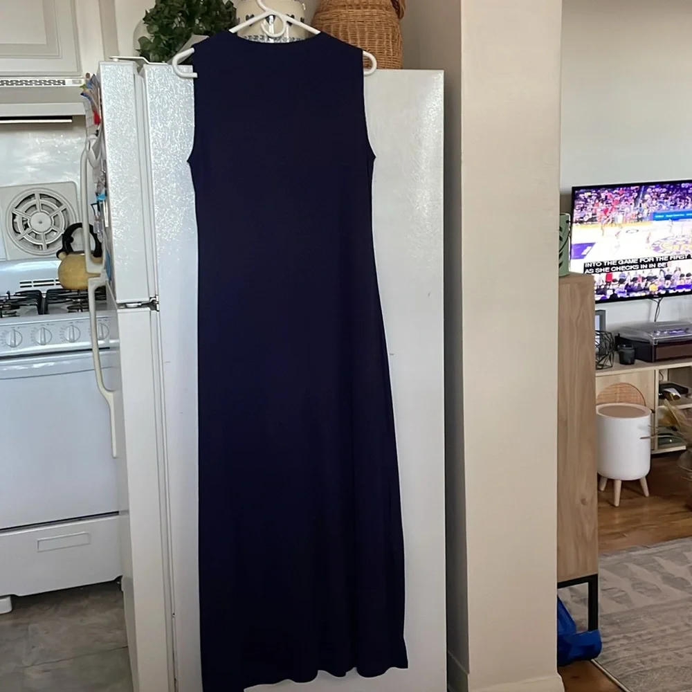 Callahan‎ Knitwear Large Lined Naxy Blue Maxi Dress Side Slits